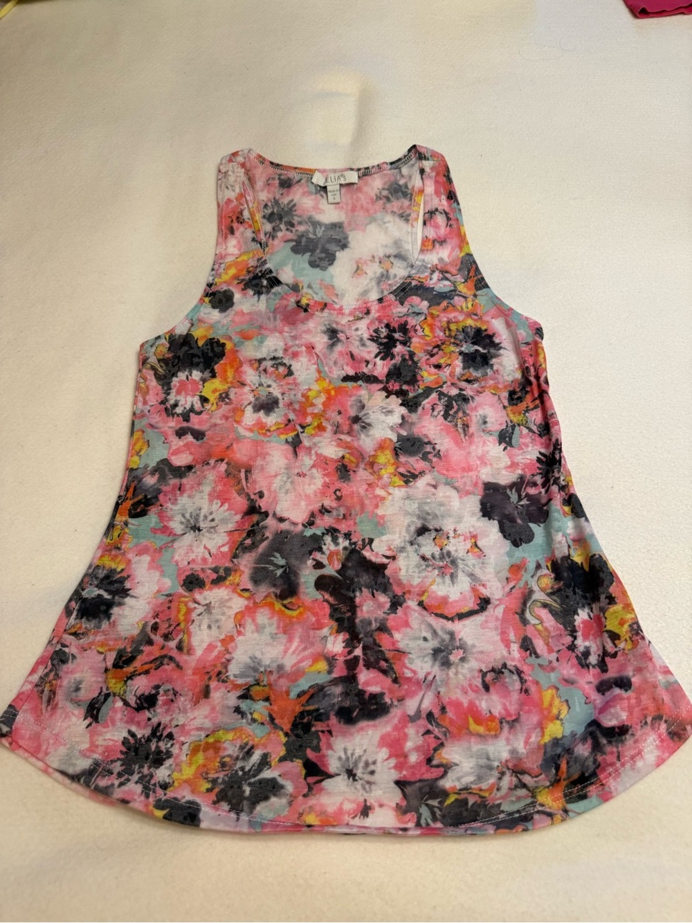 dELiA*s Floral Print Tank Top in Pink, Black, Yellow